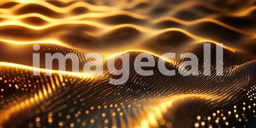 Golden Abstract Waves Dynamic Particle Texture Background