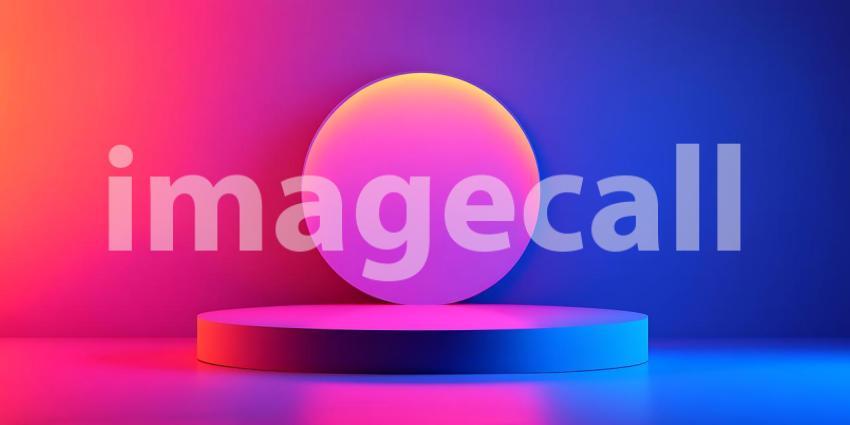 Neon Pink and Blue Product Display Abstract Sphere on Minimalist