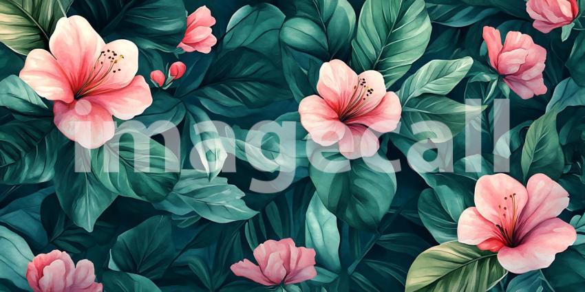 Stunning Pink Hibiscus Blossoms Vibrant Floral Background for De