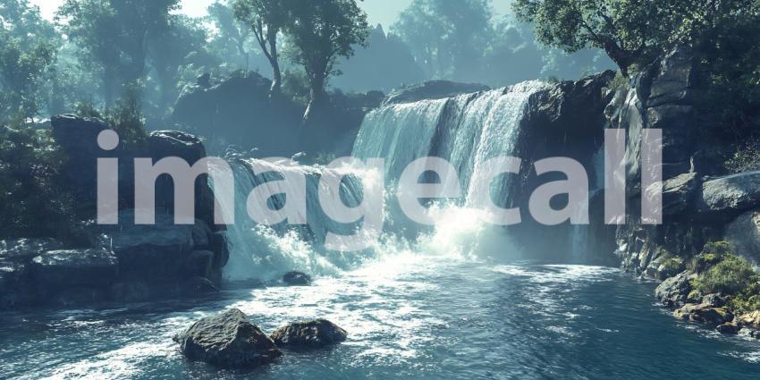 Serene Waterfall Natures Peaceful Cascade