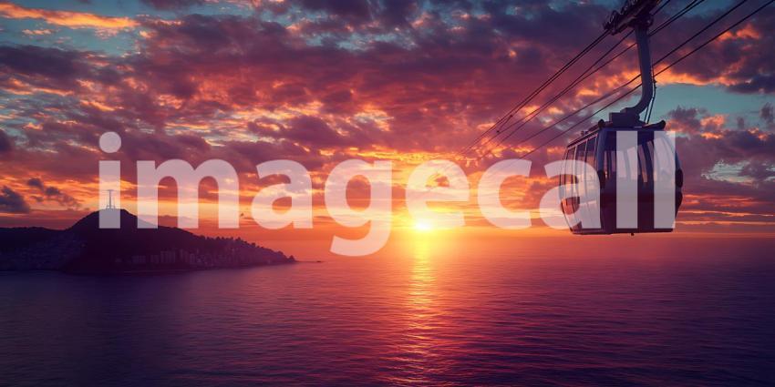 Stunning Sunset Cable Car Ride over Ocean at Golden Hour