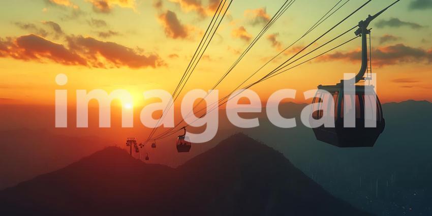 Sunset Cable Car Ride Aerial View Mountain Scenery Travel Photog