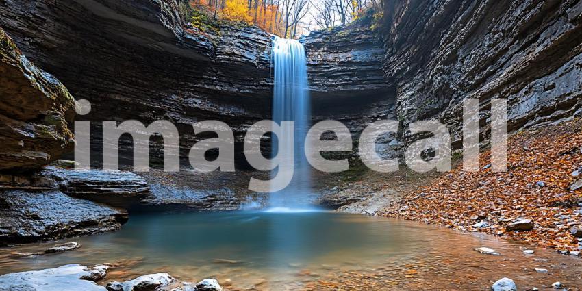 Stunning Waterfall in Winter Nature Photography