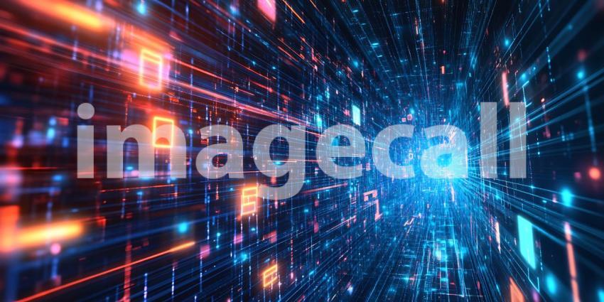 Digital Data Stream Abstract Background of Glowing Binary Code a