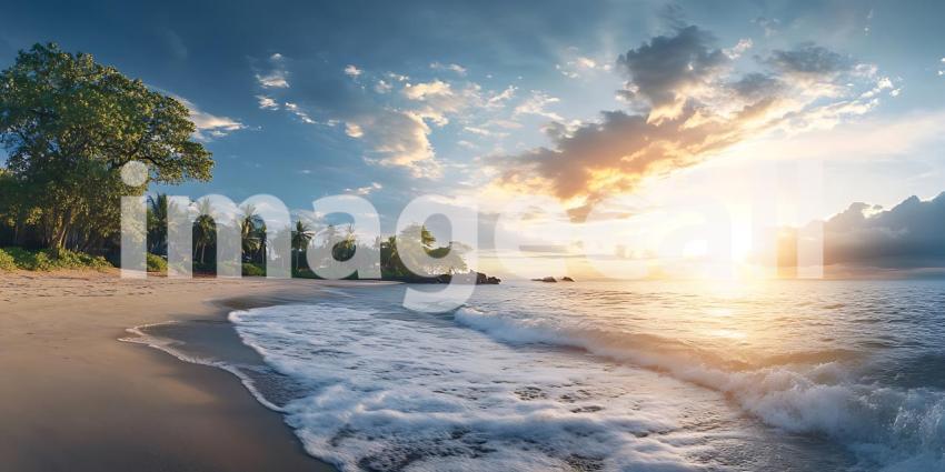 Stunning Tropical Sunset Beach Paradise Scene