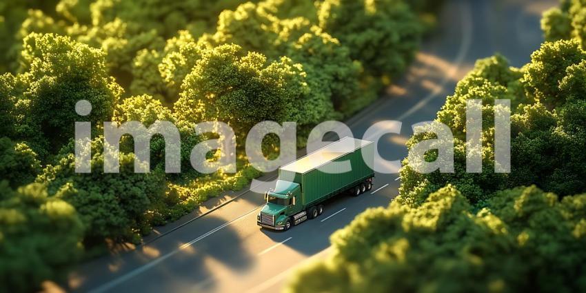 Lush Green Forest Road Scenic Truck Journey