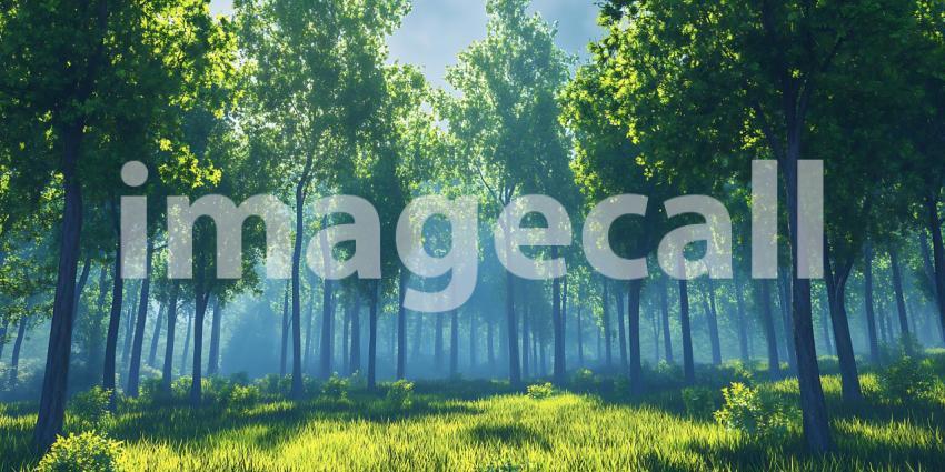 Serene Forest Lush Greenery and Sunlight