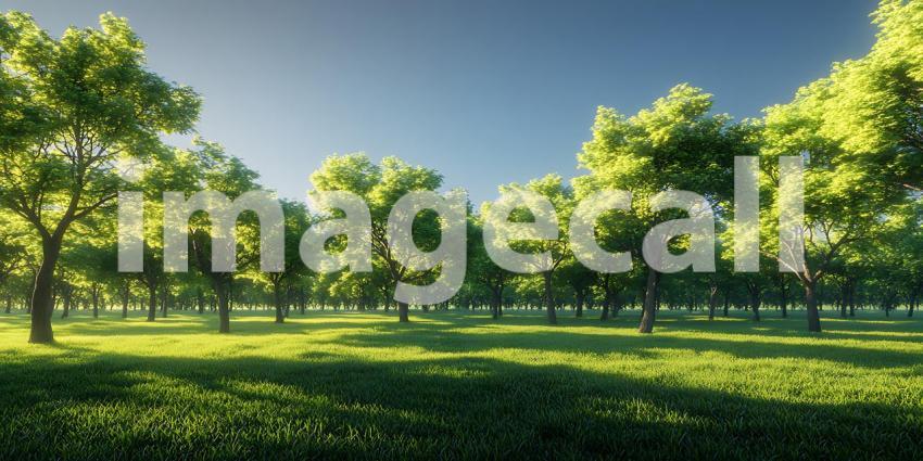 Lush Green Orchard Serene Nature Landscape Photography