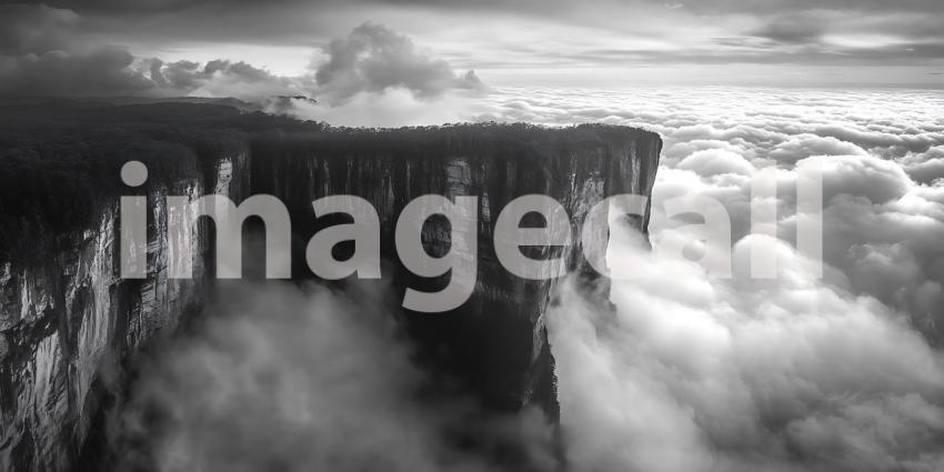 Majestic Cliffside A Dramatic Monochrome Landscape