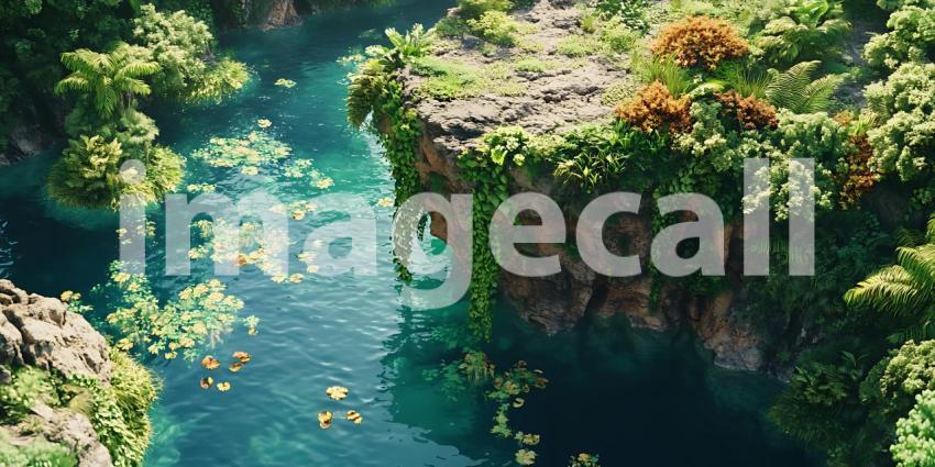 Lush Emerald Cenote An Aerial Perspective of Tropical Paradise