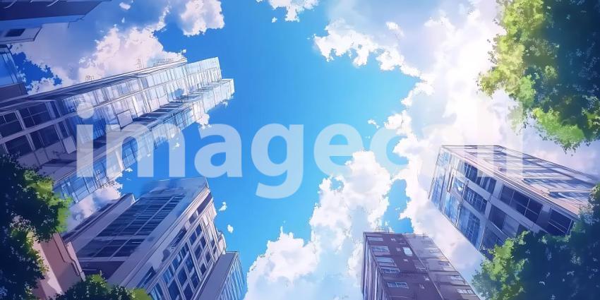 Vibrant Sky Lush Trees An Artistic Landscape Painting