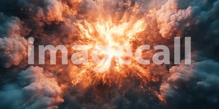Fiery Explosion Dramatic Smoke and Fire Background Texture