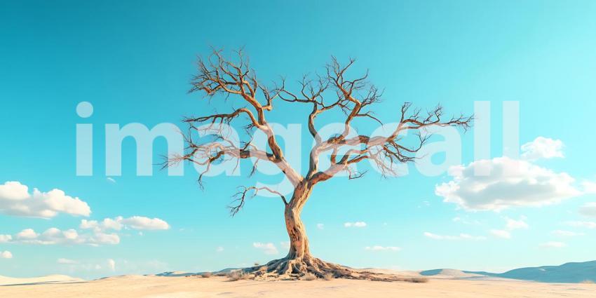 Lone Tree in Desert Landscape Arid Climate Nature Photography En