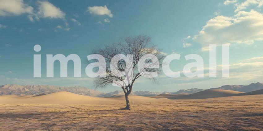 Lone Tree in Arid Landscape Desert Nature Photography