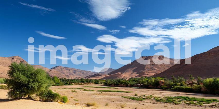 Panoramic Desert Landscape Majestic Mountains and Clear Sky