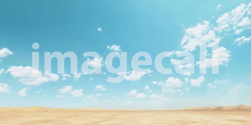 Vast Desert Landscape Blue Sky White Clouds Scenic Panoramic Vie
