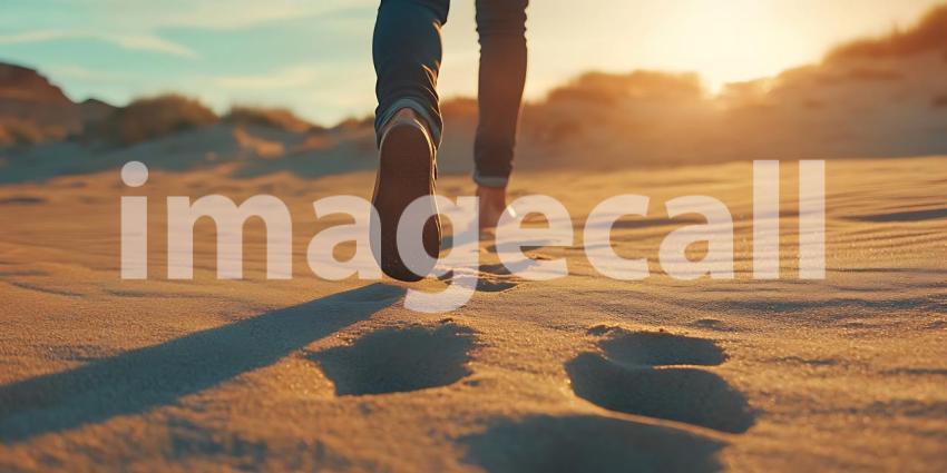 Sunset Beach Walk Captivating Coastal Scene