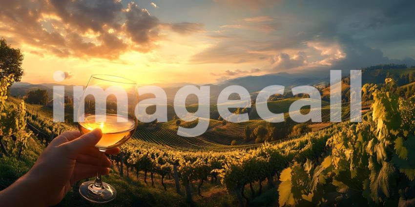 Sunset Vista Panoramic Landscape with Golden Hour Cityscape