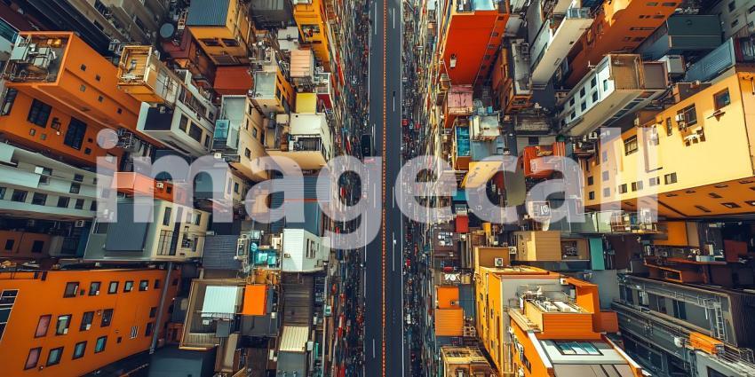 Aerial Cityscape Urban Density Architecture and Street Views fro