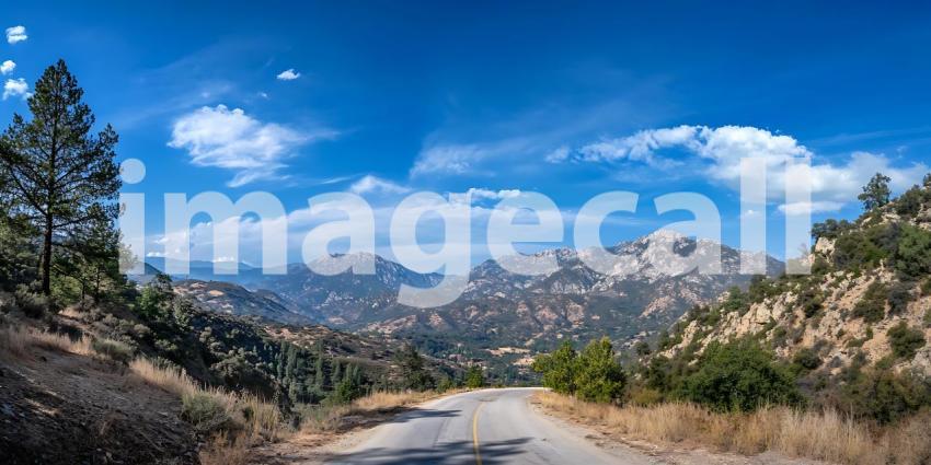 Scenic Mountain Road Panoramic View of Majestic Peaks