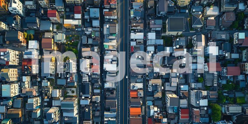 Aerial View Residential Neighborhood Density Urban Planning City