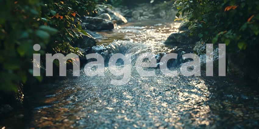 Serene Stream Natures Tranquil Beauty  Captivating River Scene