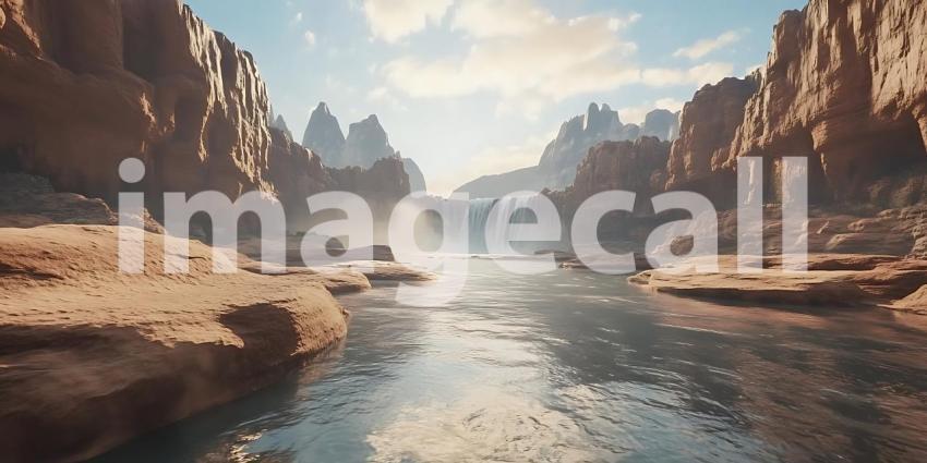 Epic Desert Landscape Canyon River Scene Unreal Engine 5 Game En