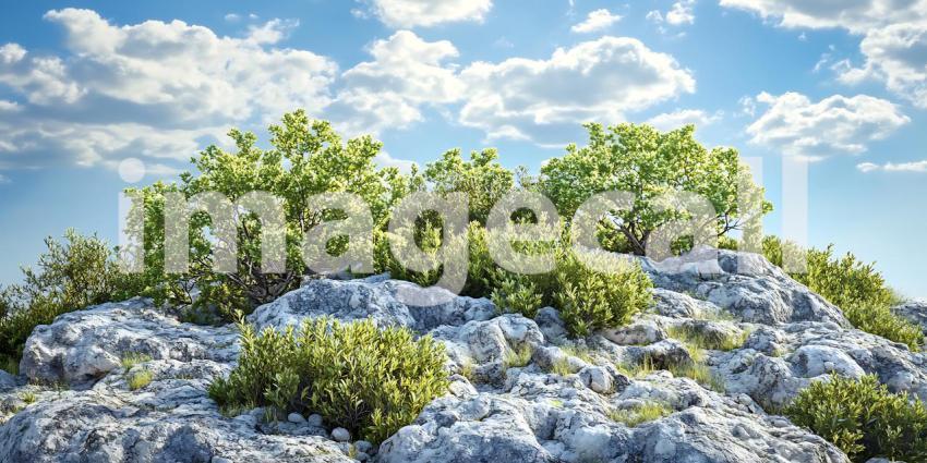 Stunning Landscape Lush Greenery on Rocky Terrain