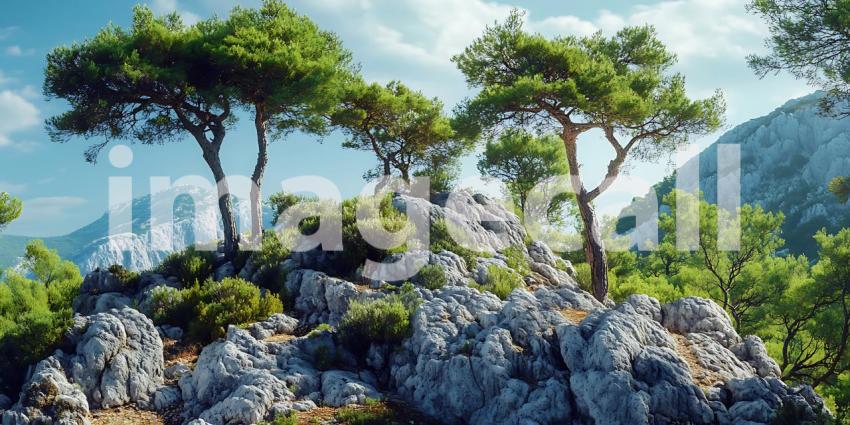 Majestic Mountaintop Pines A Breathtaking Landscape Panorama