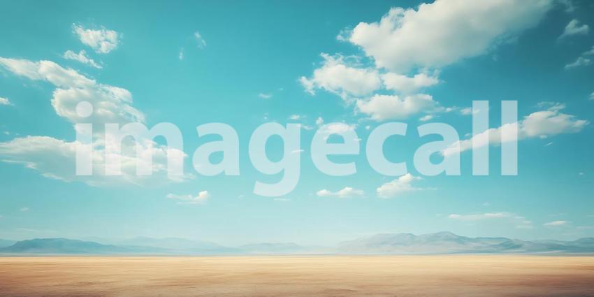 Stunning Desert Landscape Azure Sky Golden Sands and Puffy Cloud