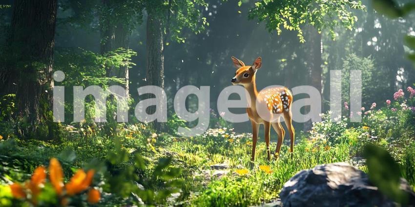 Majestic Deer in SunDappled Forest A Serene Nature Scene