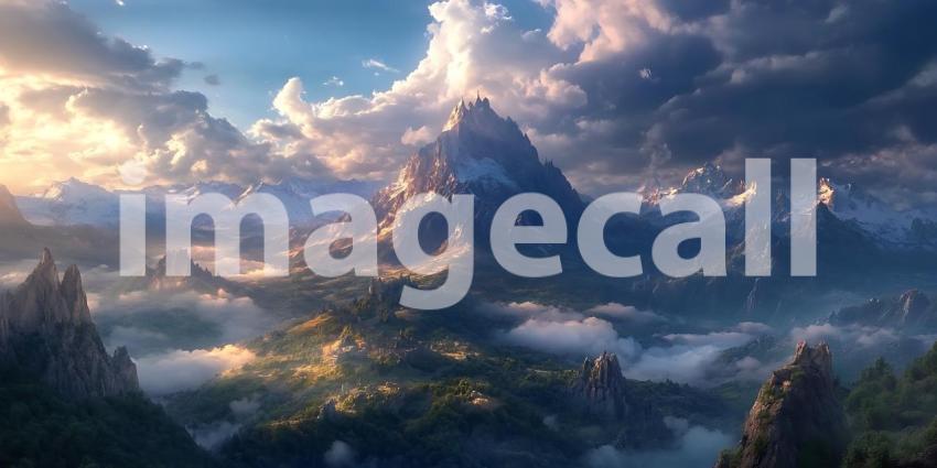 Majestic Mountain Peak A Fantasy Landscape