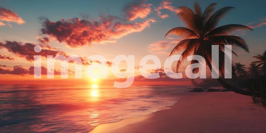 Stunning Tropical Sunset Beach Paradise Panorama