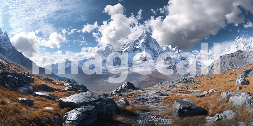 Majestic Mountain Peak Panoramic View of SnowCapped Himalayas