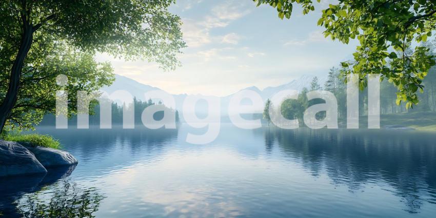 Serene Lake Landscape Picturesque Nature Scene for Backgrounds