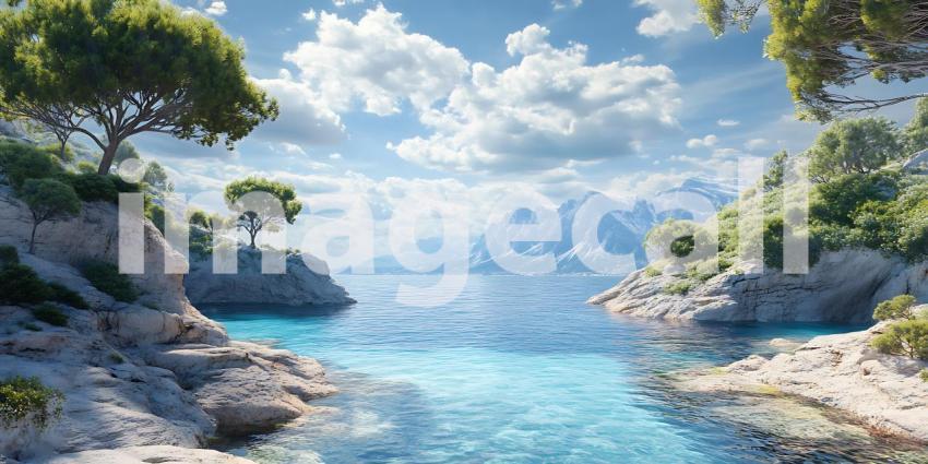 Mediterranean Coastal Paradise Scenic Azure Waters  Lush Greener