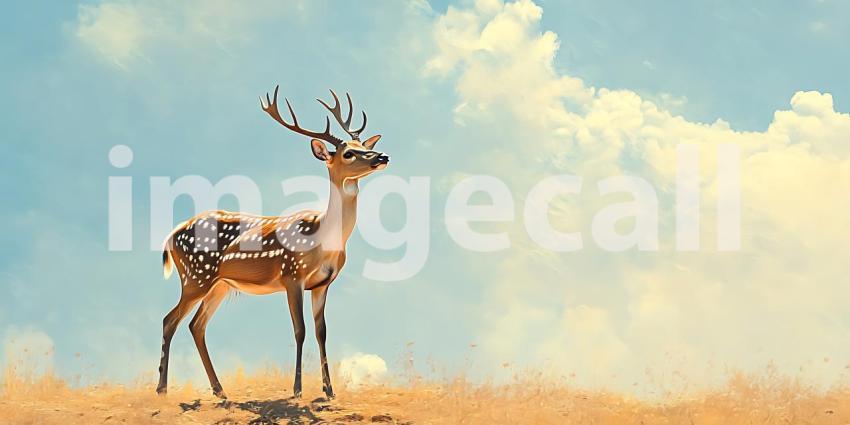 Majestic Deer in Serene Landscape A Stunning Nature Photograph