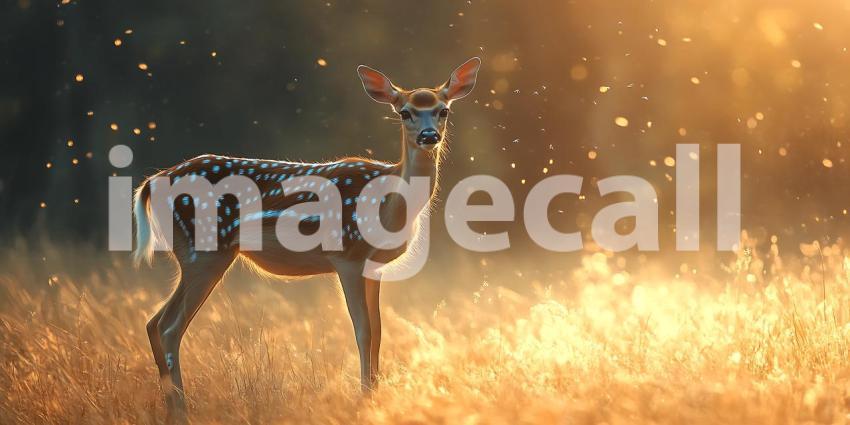 Majestic Deer in Fiery Forest Wildlife Photography