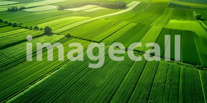 Aerial view of beautiful green agricultural fields background