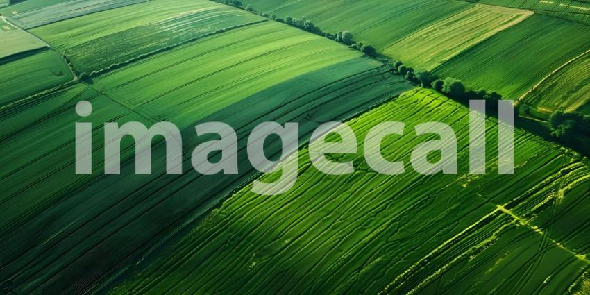 Aerial view of beautiful green agricultural fields background