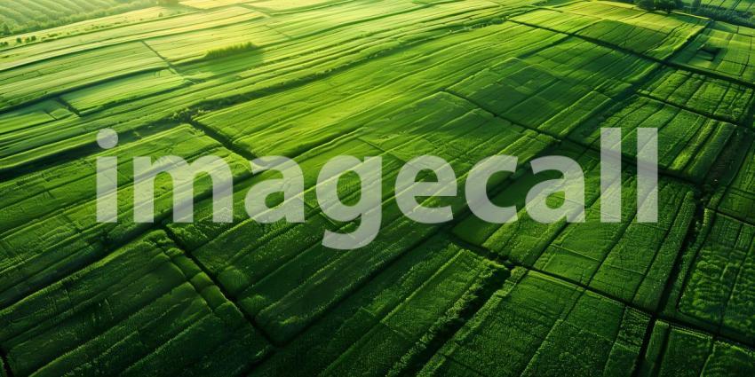 Aerial view of beautiful green agricultural fields background