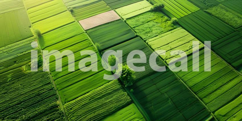 Aerial view of beautiful green agricultural fields background