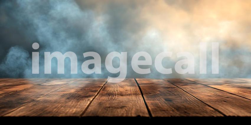 Mystic Wooden Table Smoky Background for Design Projects