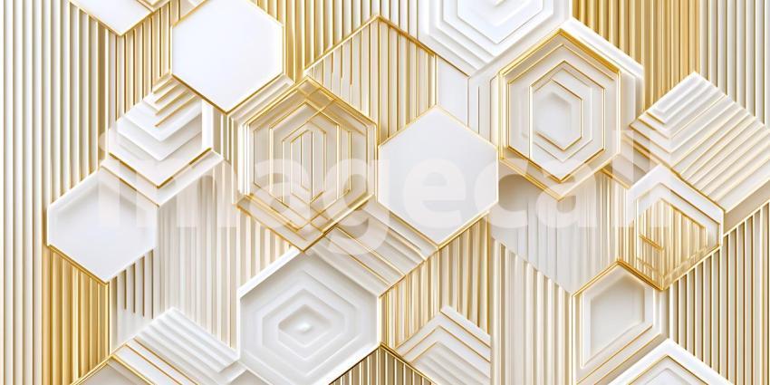 Elegant Gold and White Hexagon Pattern Luxury Abstract Backgroun