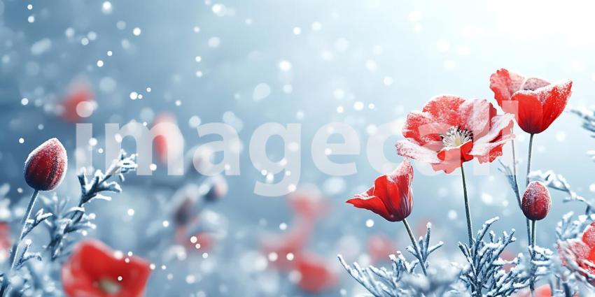 Red Poppies in Winter Snow A Stunning Nature Scene