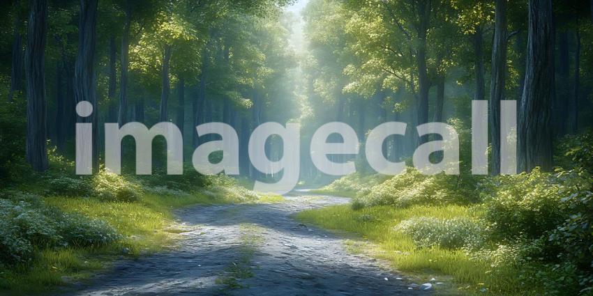 Luminous Forest Path Nature Photography  Scenic Woodland Trail