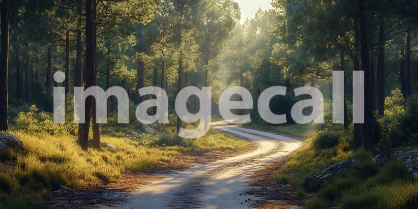 Sunlit Forest Path A Serene Nature Scene