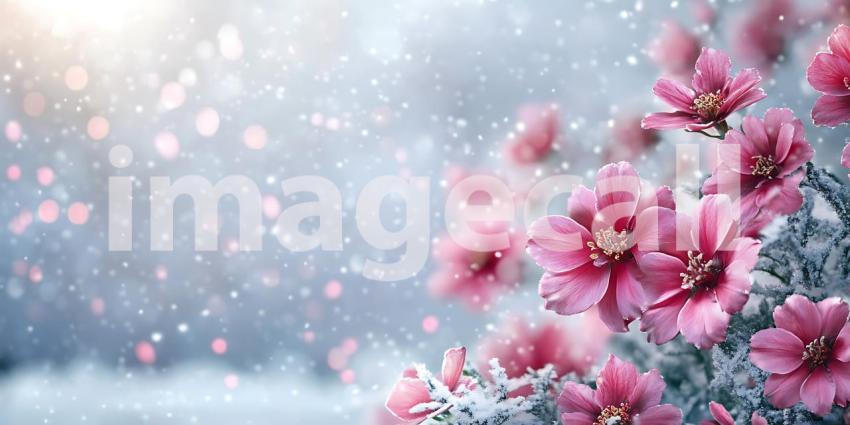 Pink Flowers in Winter A Stunning Nature Scene