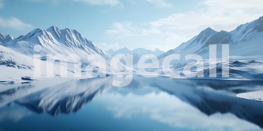 Stunning Winter Landscape Serene Mountain Lake and Snowy Peaks