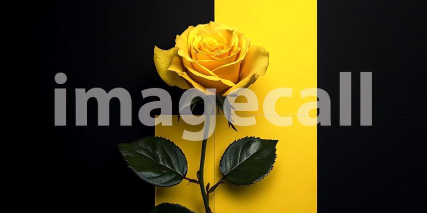 Yellow Rose Minimalist Flower Photography on Bold Background